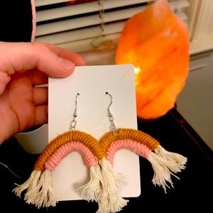 Handmade macrame rainbow earrings